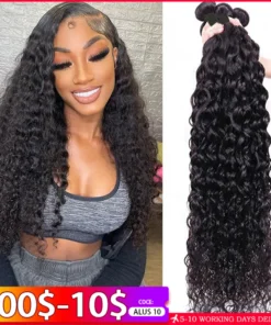 Water Wave Human Hair Bundles Curly Deep Wave 3 Bundles Brazilian Natural Black 100% Human Remy Hair
