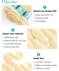 Alternative view of Blonde Hair Extension Brazilian Hair Weave Bundles Body Wave Remy Human Hair 26-40 Inch Long