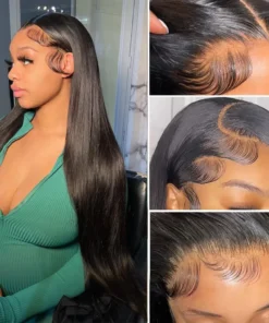 Alternative view of 13x4 13x6 360 Bone Straight Lace Front Brazilian Human Hair Wig 12-40 Inches