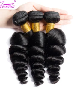 Alternative view of Short Loose Wave Bundles Remy Virgin Extension 3Bundles Deal Deep Loose Peruvian Raw Human Hair