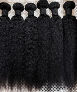 Alternative view of Kinky Straight Human Hair Bundles Yaki Brazilian Raw Human Hair Extensions for Women