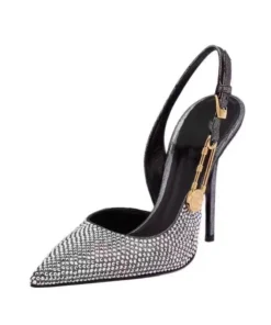 Alternative view of Luxury Rhinestones Sequined Buckle Women Pumps Elegant Pointed toe Slingbacks Stiletto High heels Spring Summer Fashion Shoes