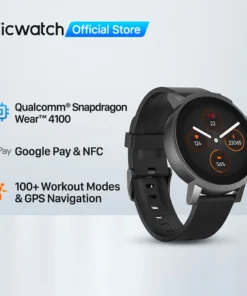 Ticwatch E3 Wear OS Smartwatch for Men and Women Snapdragon 4100 8GB ROM IP68 Waterproof Google Pay iOS and Android Compatible