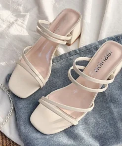 Women High Heel Sandals Summer Casual Female Shoes Woman Square Heel Open Toe Ankle Strap Ladies Sandalias Wedge Shoe 2022 New