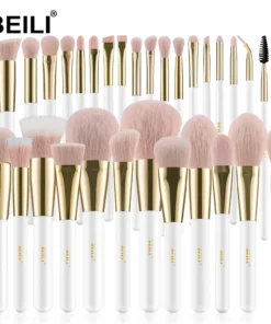 BEILI Professional Makeup Brushes Sets Synthetic Hair Foundation Eyeshadow Powder Premium Beauty White Golden brochas maquillaj